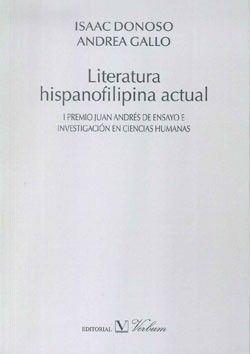 Literatura hispanofilipina actual, de Donoso | portada del libro