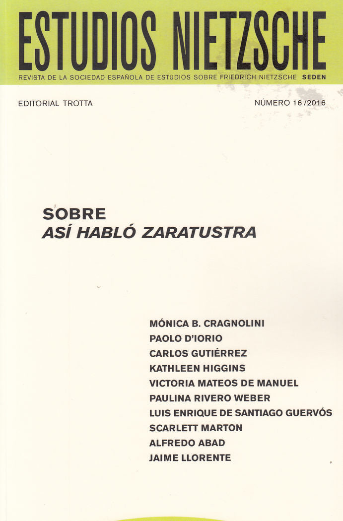 ESTUDIOS NIETZSCHE Nｧ16, de AA.VV. | portada del libro