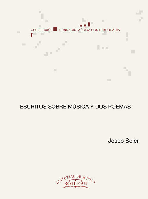 Escritos sobre música y dos poemas, de SOLER, JOSEP | portada del libro