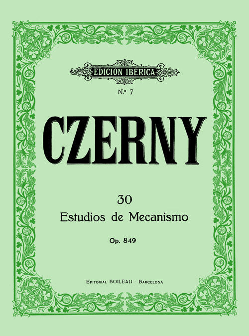30 Estudios de mecanismo, Op. 849, de Czerny, Carl | portada del libro