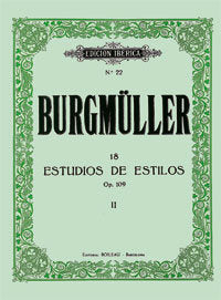 18 Estudios de estilos, op. 109, de Burgmüller, Johann Friedrich Franz | portada del libro