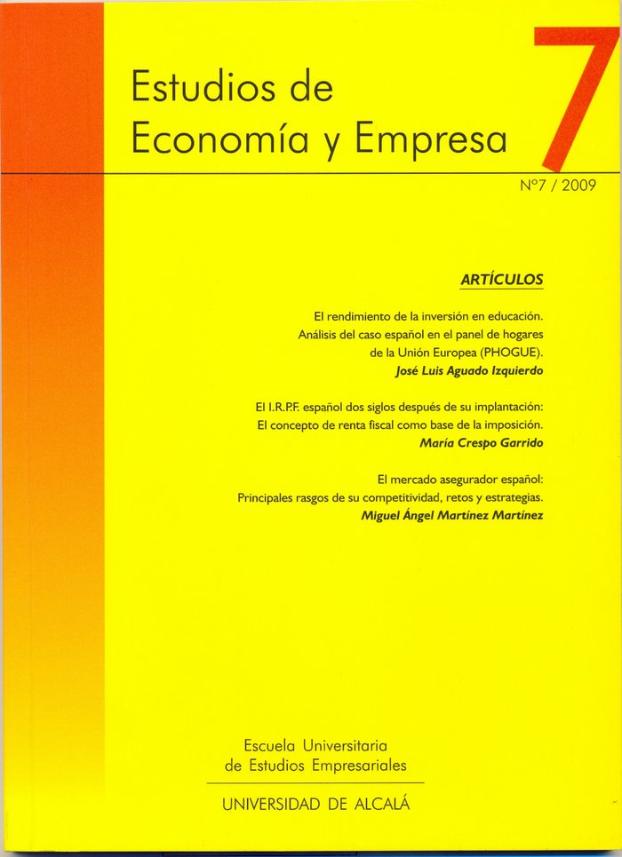 Estudios de Economía y Empresa. nº7/ 2009, de Aguado Izquierdo, Jose Luis | portada del libro
