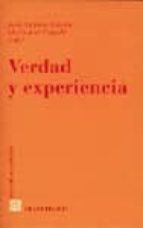 VERDAD Y EXPERIENCIA, de JUAN ANTONIO NICOLAS | portada del libro