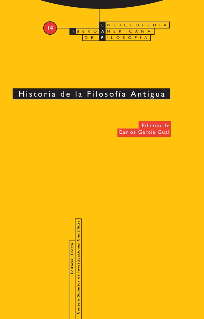 HISTORIA DE LA FILOSOFIA ANTIGUA, de GARCIA GUAL | portada del libro