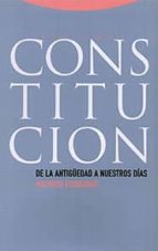 CONSTITUCION DE LA ANTIGUEDAD A NUESTROS DIAS, de Maurizio Fioravanti | portada del libro
