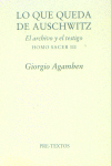 LO QUE QUEDA DE AUSCHWITZ, de AGAMBEN | portada del libro