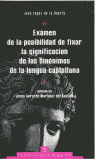 Exámen de la posibilidad de fixar la significación de los sinónimos de la lengua castellana, de Martínez del Castillo | porta