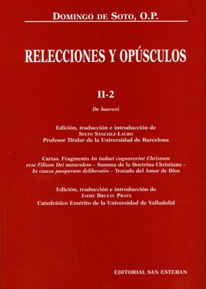 Relecciones y Opúsculos II-2, de Domingo de Soto ( anterior al XIX) | portada del libro