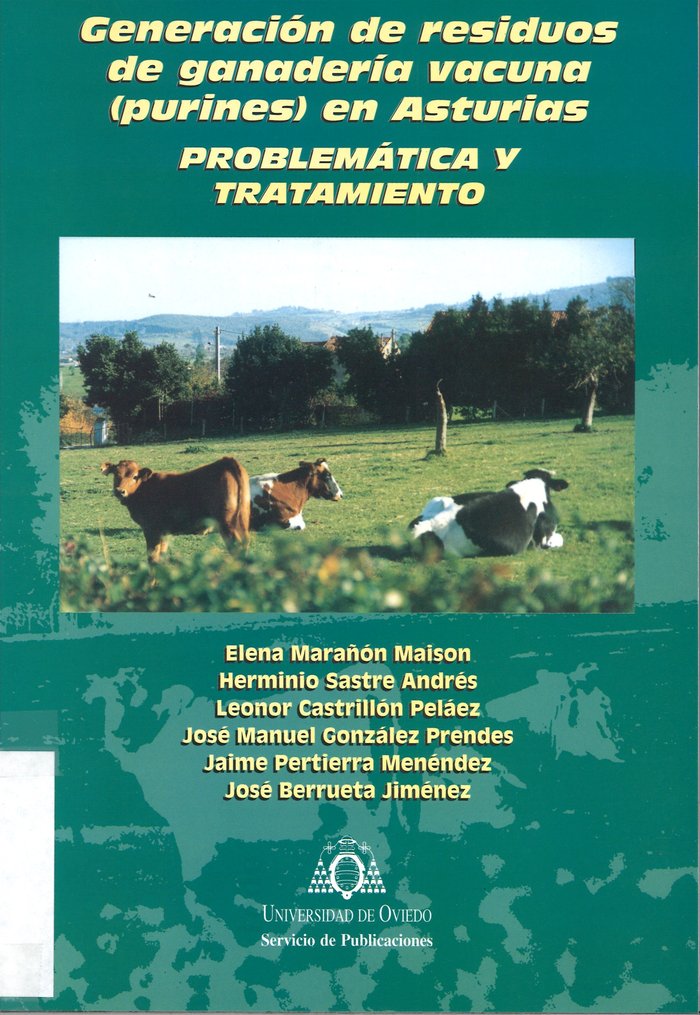 Generación de residuos de ganader¡a vacunas (purines) en Asturias, de Marañón Maison | portada del libro