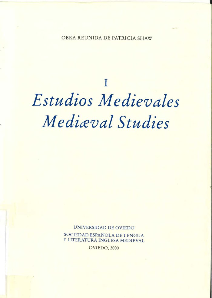 Volumen I. Estudios medievales, de Shaw | portada del libro