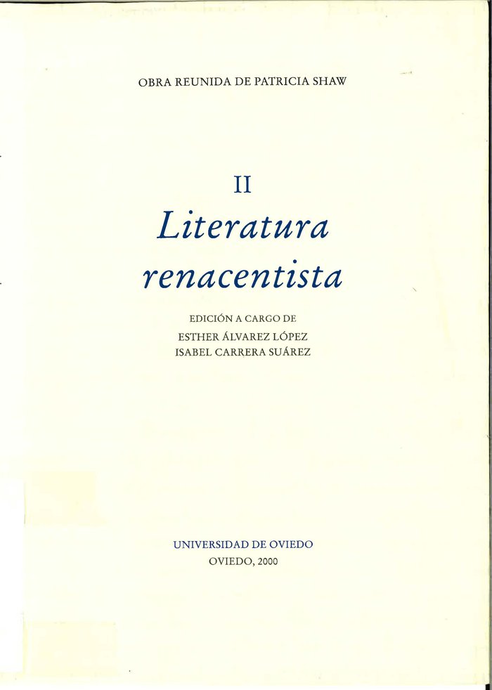 Volumen II. Literatura renacentista, de Shaw | portada del libro