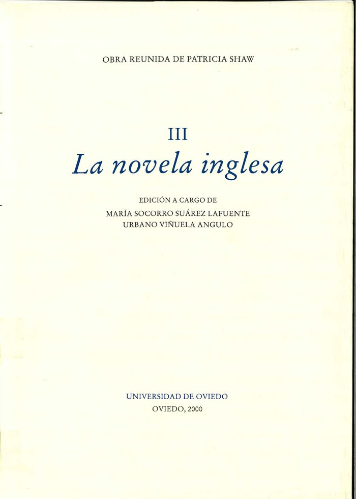 Volumen III. La novela inglesa, de Shaw | portada del libro