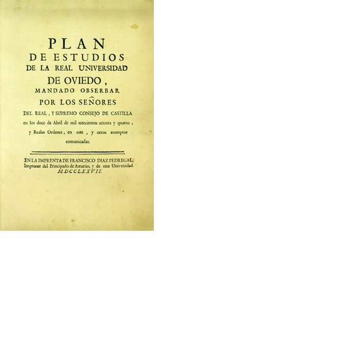 Plan de Estudios de la Real Universidad de Oviedo, 1774. Reales órdenes | portada del libro