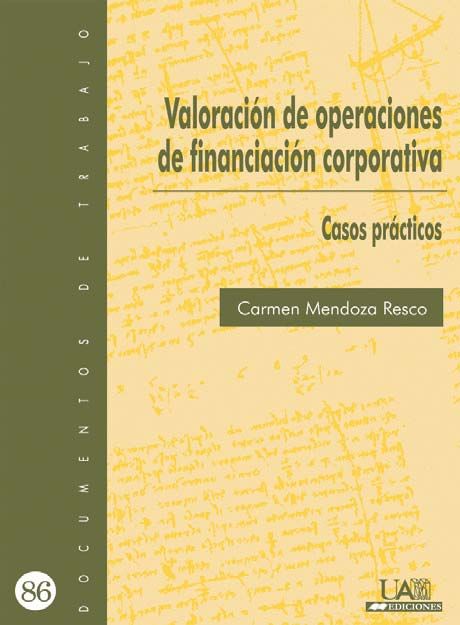 Valoración de operaciones de financiación corporativa., de Mendoza Resco | portada del libro