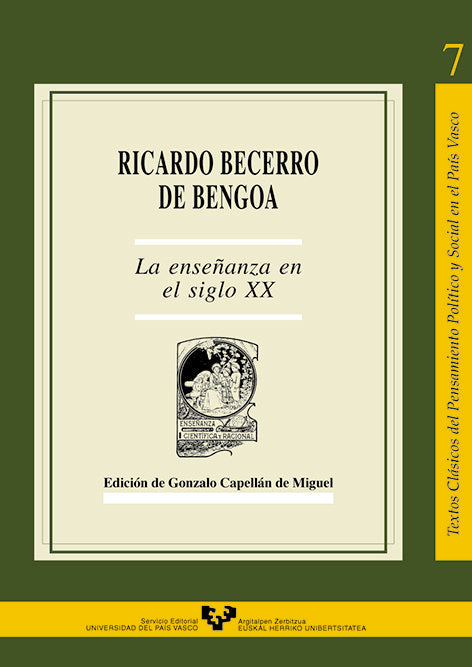 La enseñanza en el siglo XX, de Becerro de Bengoa, Ricardo | portada del libro