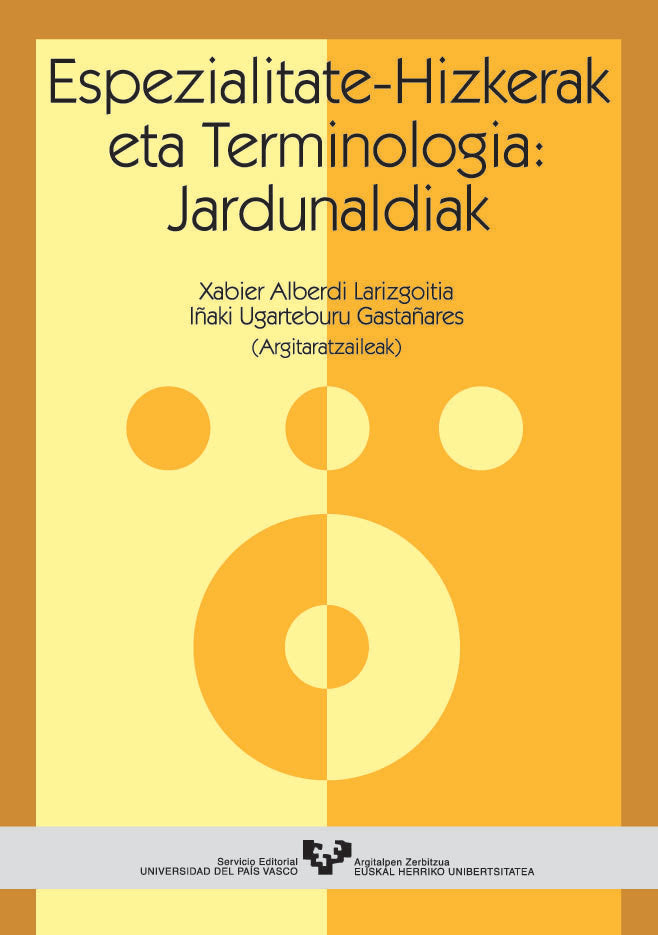 Espezialitate hizkerak eta terminologia: jardunaldiak, de ALBERDI LARIZGOITIA, XABIER | portada del libro