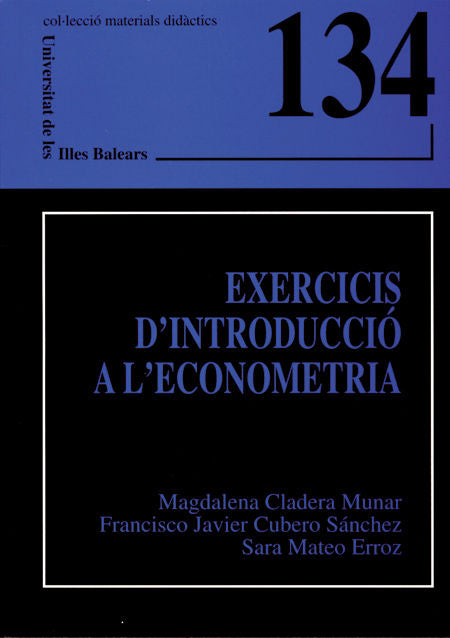 Exercicis d'introducció a l'econometria, de Cladera Munar | portada del libro