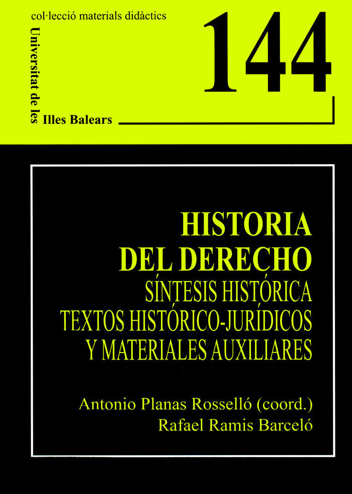HISTORIA DEL DERECHO, de PLANAS ROSSELLO | portada del libro