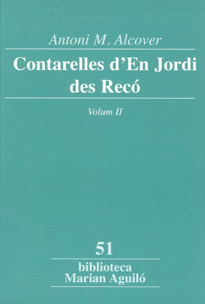 CONTARELLES D'EN JORDI DES RECO, VOL. 2, de ALCOVER I SUREDA | portada del libro