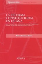 La reforma constitucional en España, de MANUEL FONDEVILLA MARON | portada del libro