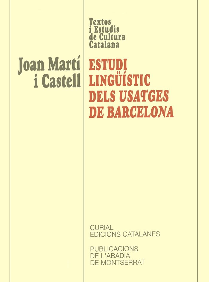 Estudi lingüístic dels Usatges de Barcelona, de Martí i Castell | portada del libro