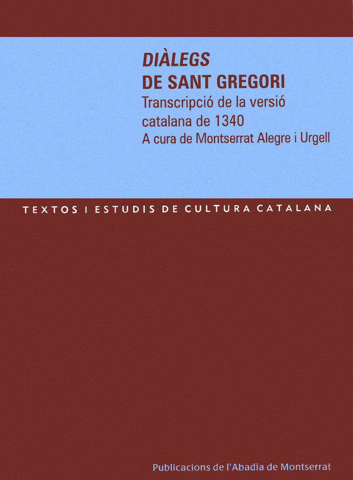 Diàlegs de Sant Gregori, de Alegre i Urgell, Montserrat | portada del libro
