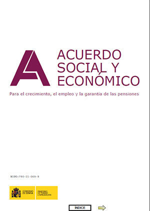 Acuerdo social y económico. Para el crecimiento, el empleo y la garantía de las pensiones. Edición b, de Desconocido | portad