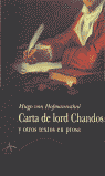 CARTA DE LORD CHANDOS   *, de Hoffmansthal | portada del libro