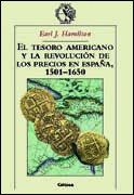 El tesoro americano y la revolución de los precios en España, 1501-1650, de Hamilton | portada del libro