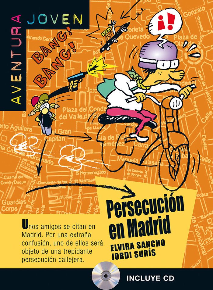 Persecución en Madrid, Aventura Joven + CD, de Sancho, Elvira | portada del libro