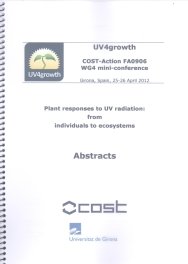 Plant responses to UV radiation: from individuals to ecosystems. IV Girona, 25 y 26/04/2012, de Diversos autores | portada de