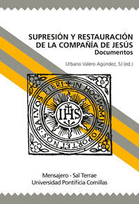 Supresión y restauración de la Compañía de Jesús, de Valero Agúndez, Urbano | portada del libro