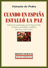 Cuando en España estalló la paz, de Pedro, Valentín de | portada del libro