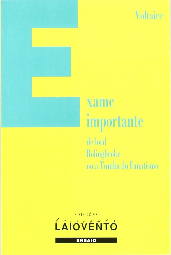 Exame importante de Lord Bolingbroke ou A tumba do fanatismo, de Voltaire | portada del libro