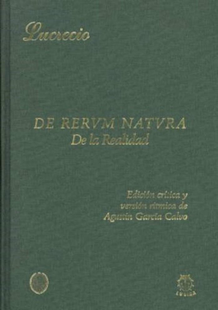 De rerum natura = De la realidad, de LUCRECIO | portada del libro