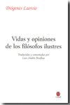 VIDAS Y OPINIONES DE LOS FILOSOFOS ILUSTRES, de DIOGENES LAERCIO | portada del libro