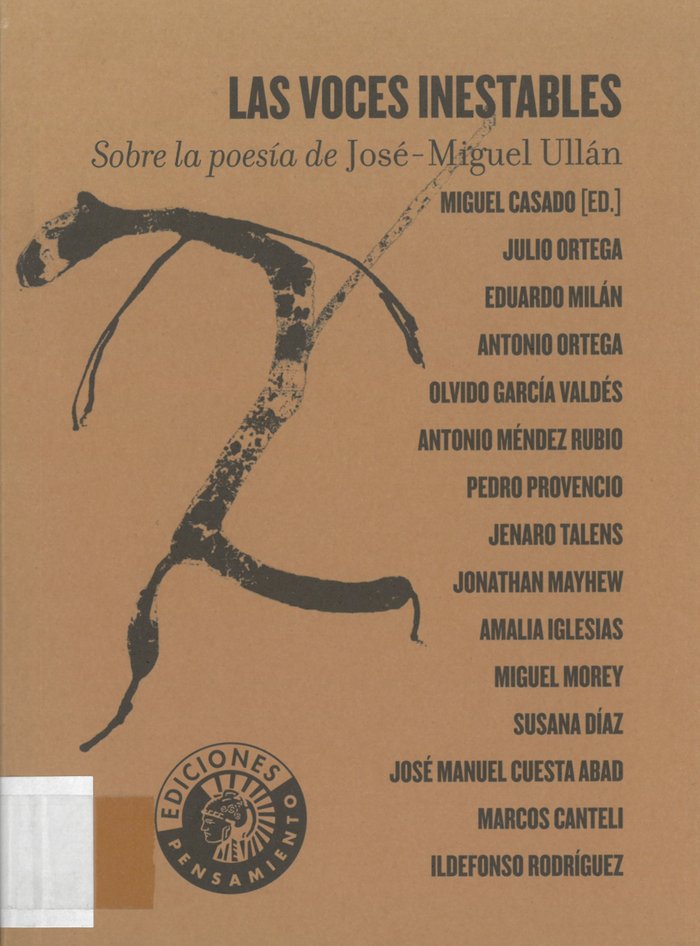 Las voces inestables. Sobre la poesía de Miguel Ullán | portada del libro