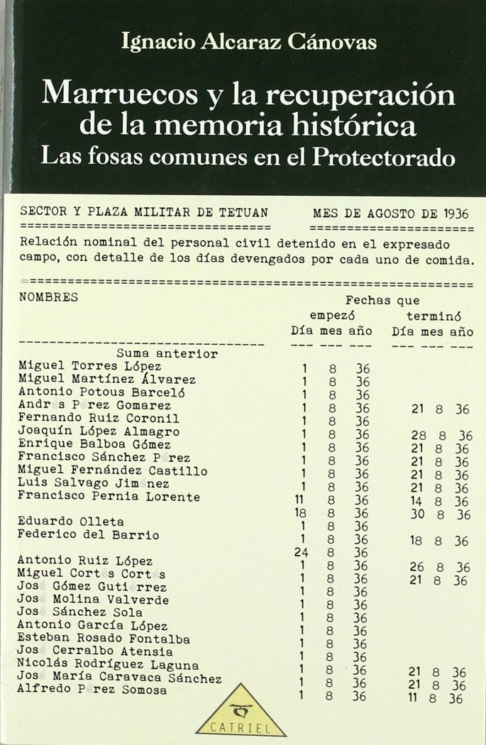 MARRUECOS Y LA RECUPERACION DE LA MEMORIA HISTORICA: LAS FOSAS COMUNESEN EL PROTECTORADO, de ALCARAZ CANOVAS | portada del li
