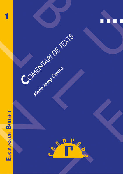 COMENTARI DE TEXTS, de CUENCA ORDINYANA, MARIA JOSEP | portada del libro