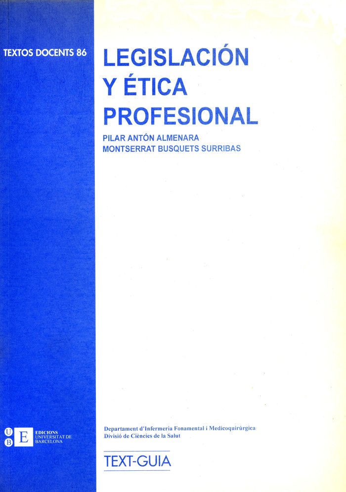 Legislación y ética profesional, de Antón Almenara | portada del libro