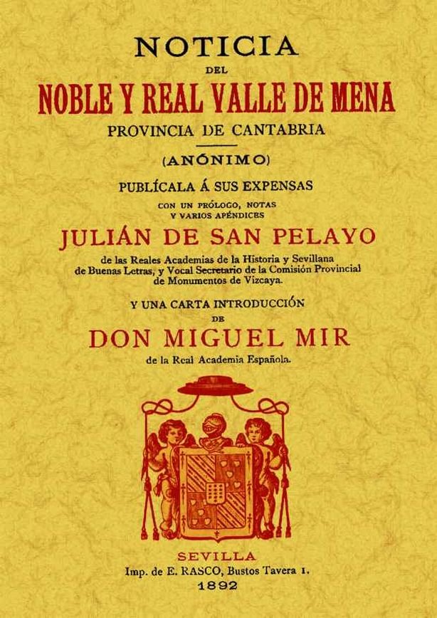 Noticia del noble y real Valle de Mena. Provincia de Cantabria., de Anónimo | portada del libro
