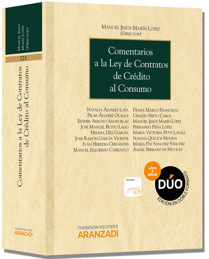 Comentarios a la Ley de Contratos de Crédito al Consumo (Papel + e-book), de Marín López, Manuel Jesús | portada del libro