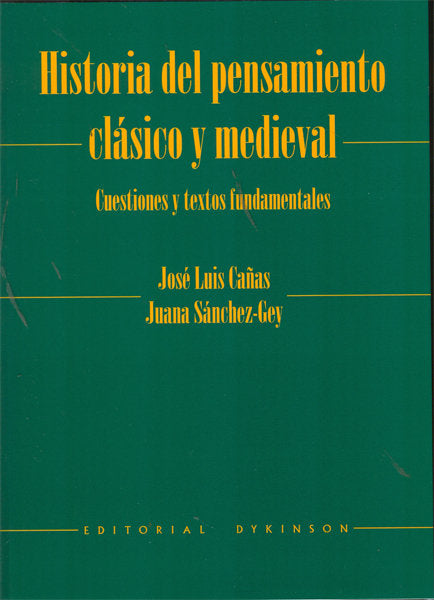 Historia del pensamiento clásico y medieval, de Cañas Fernández | portada del libro
