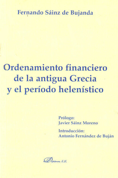 Ordenamiento financiero de la antigua Grecia y el período helenístico, de Sáinz de Bujanda, Fernando | portada del libro