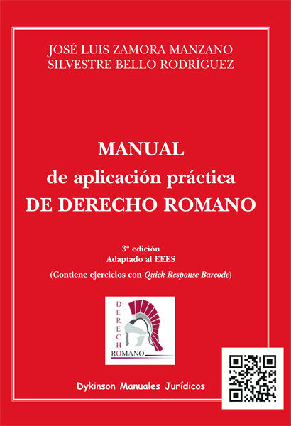 Manual de aplicación práctica de derecho romano, de Zamora Manzano, José Luis | portada del libro