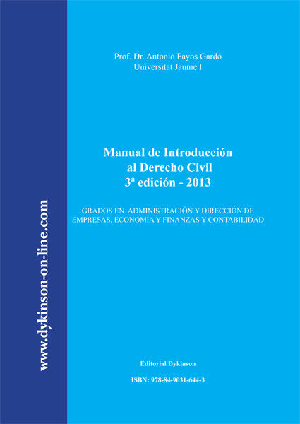Manual de introducción al derecho civil, de Fayos Gardó | portada del libro