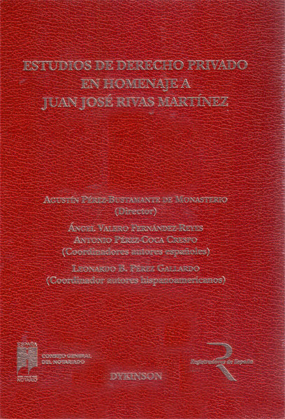 Estudios de Derecho Privado en Homenaje a Juan José Rivas Martínez, de Pérez-Bustamante de Monasterio, Agustín | portada del 