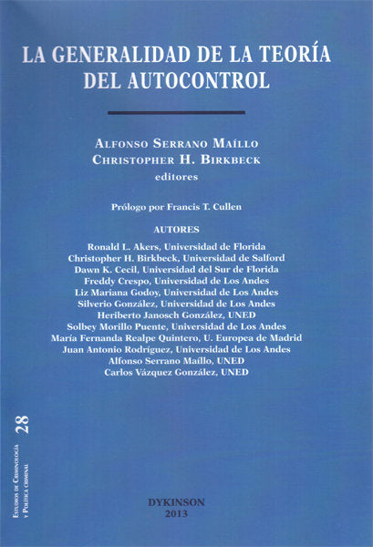 La generalidad de la teoría del autocontrol, de Serrano Maíllo, Alfonso | portada del libro