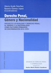 Derecho penal, género y nacionalidad, de Acale Sánchez y otros, María | portada del libro