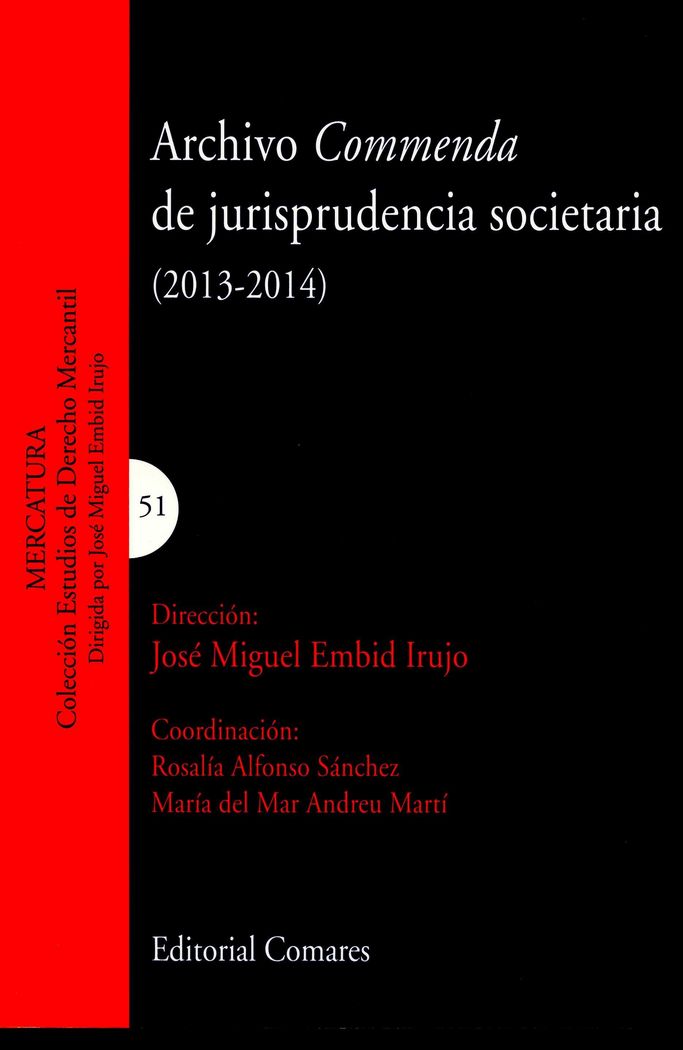 Archivo commenda de jurisprudencia societaria (2013-2014), de Alfonso Sánchez y otros | portada del libro